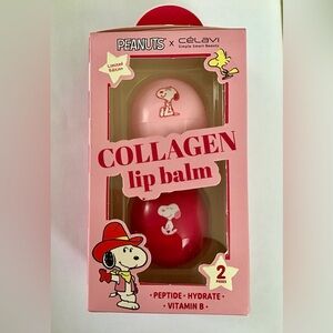 PEANUTS BY CELAVI COLLAGEN LIP BALM SET OF 2. Brand new sealed.